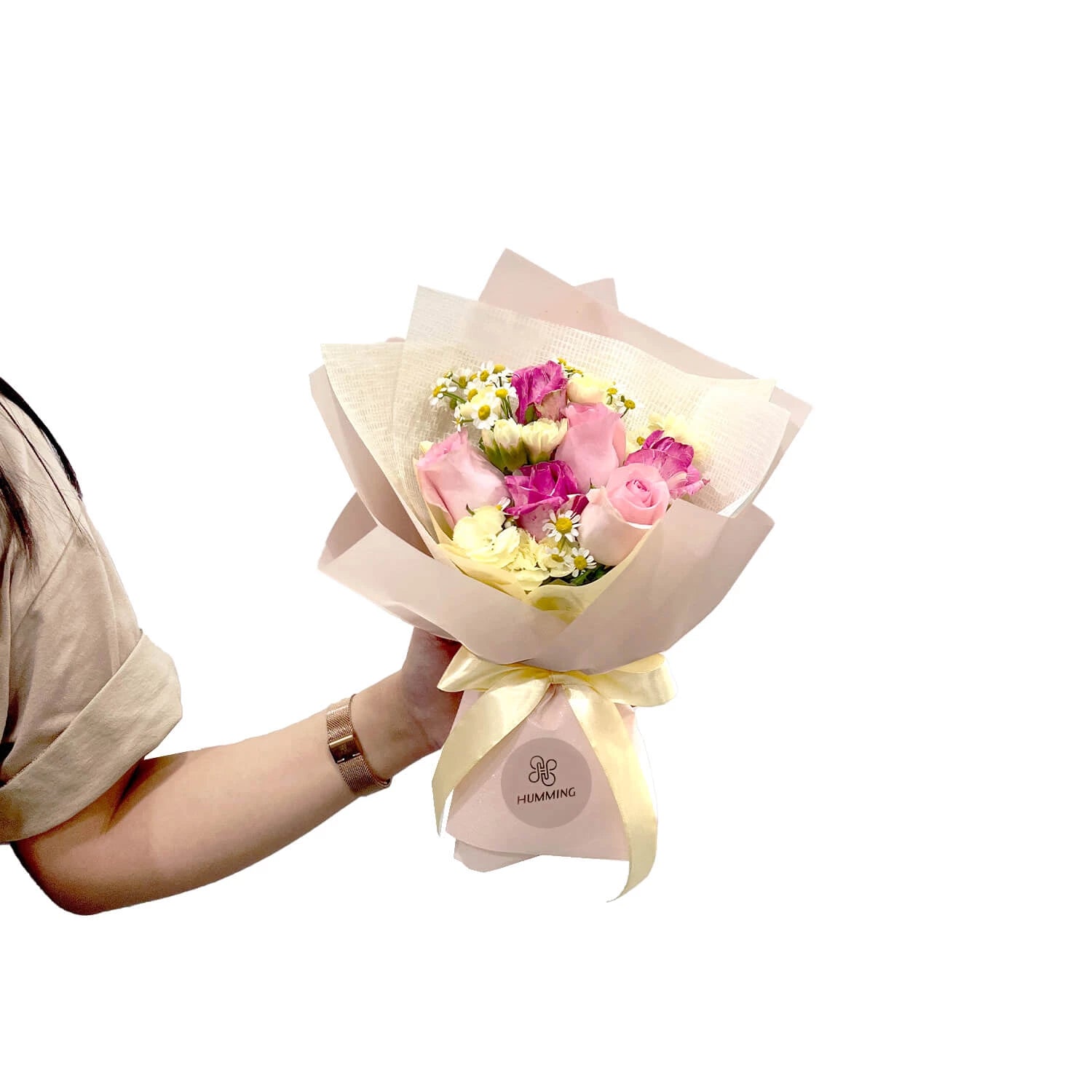 Blushing Sunshine Hand Bouquet