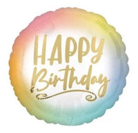 17" BDAY OMBRE & GOLD ROUND BALLOON