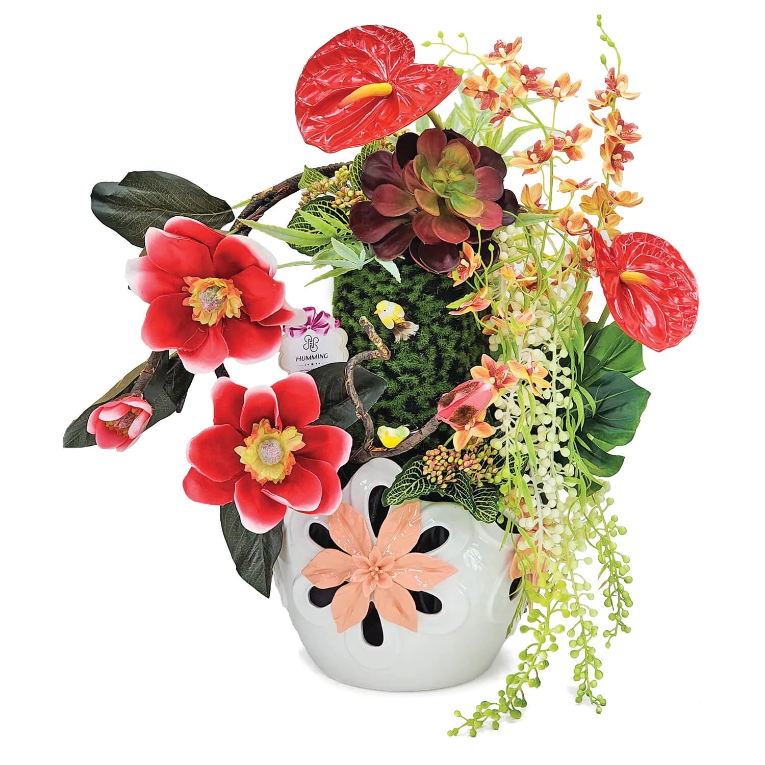Oriental Poise Artificial Flowers Table Arrangement