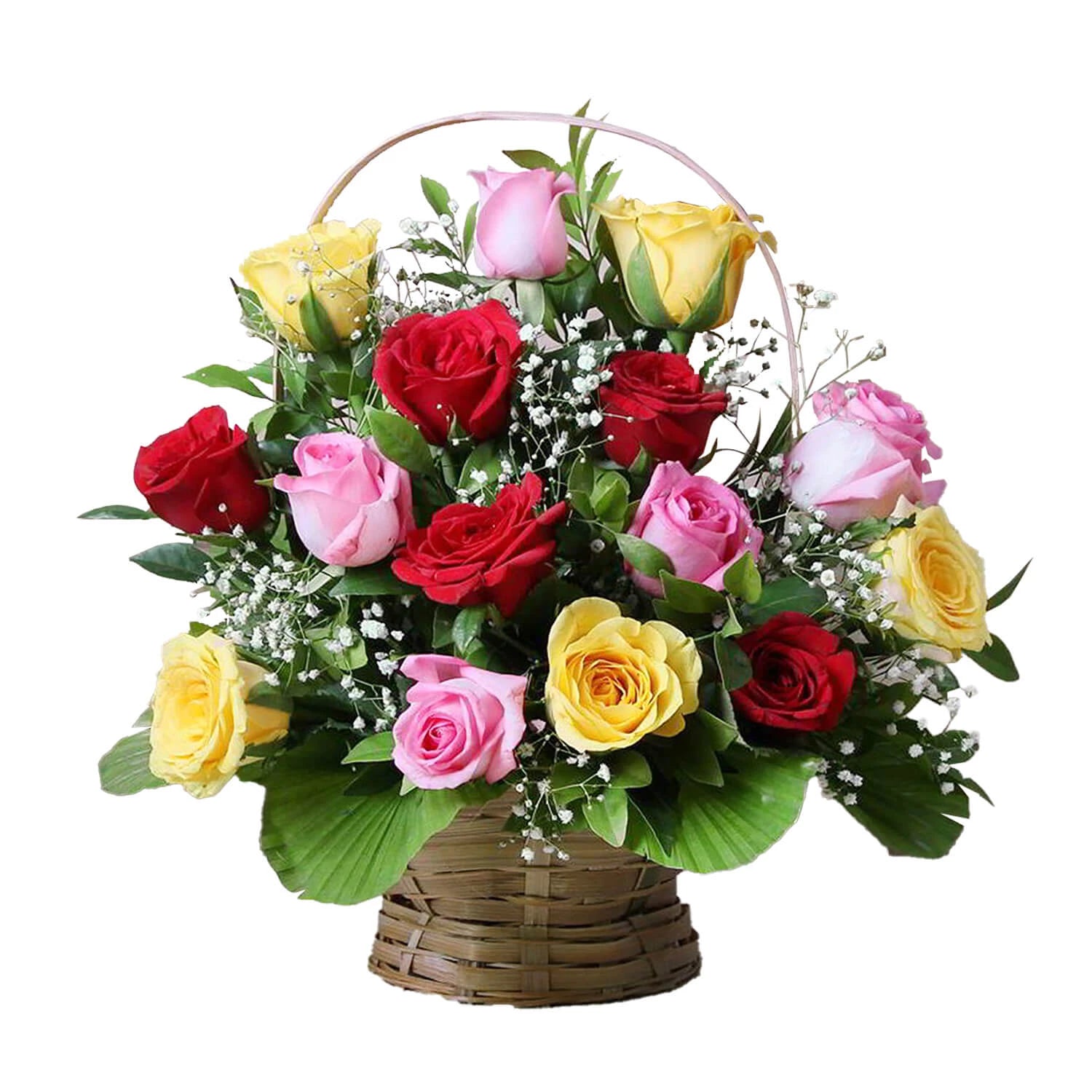 Mix Roses In A Basket