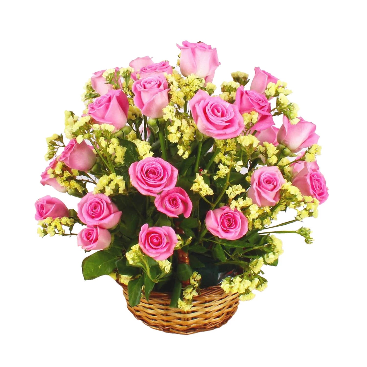 Pink Roses Basket Arrangement
