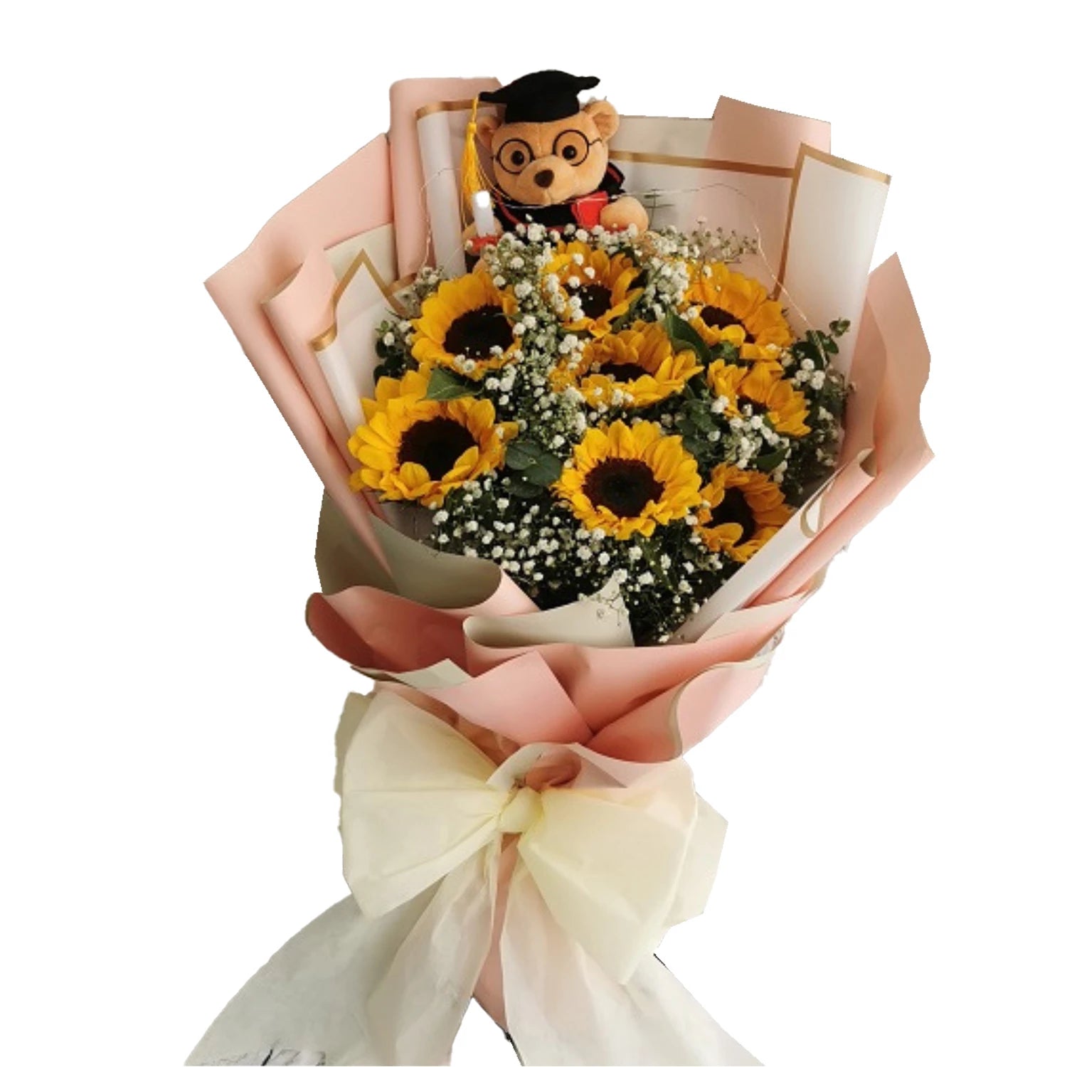 Sunflower Graduation Bear Hand Bouquet