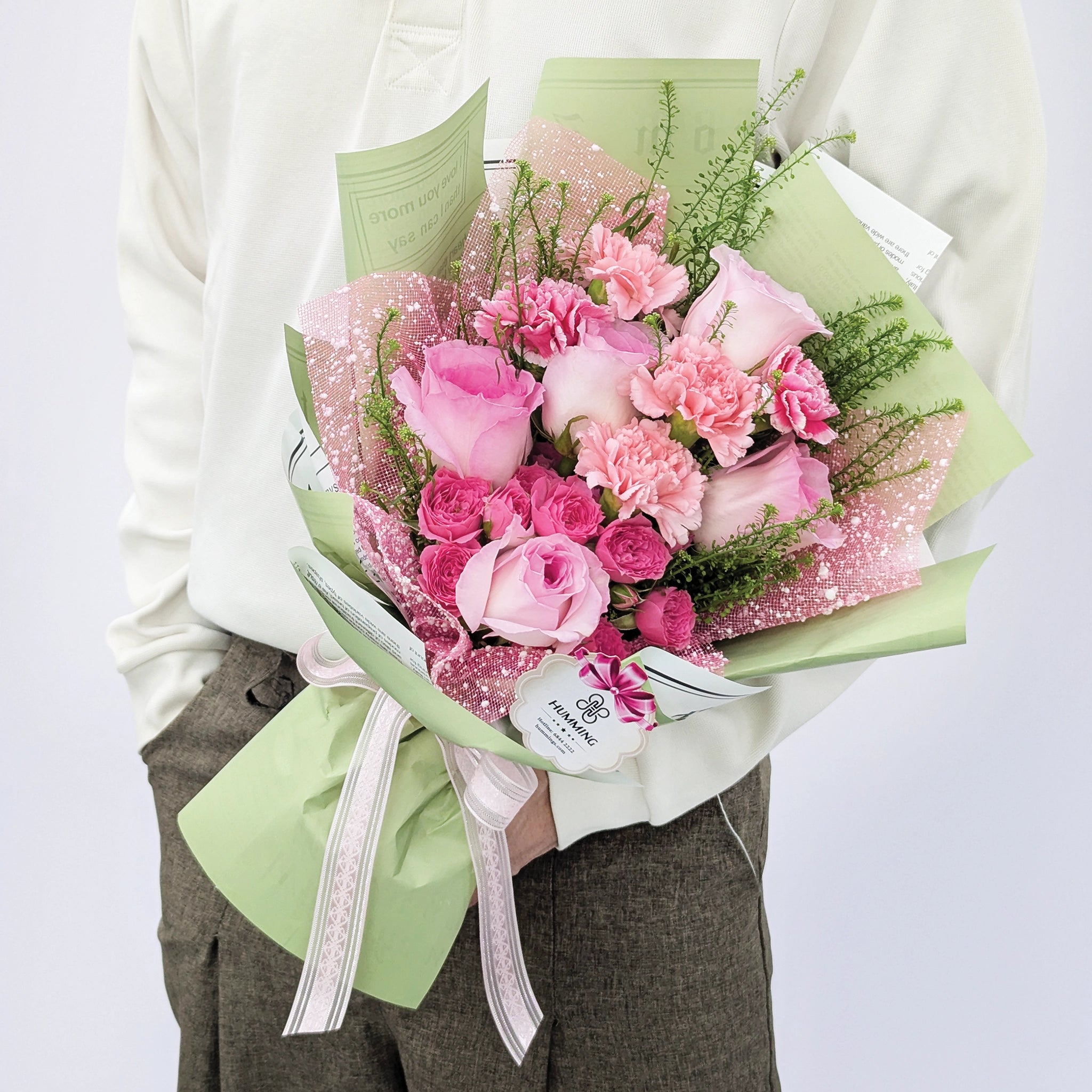 Strawberry Matcha Hand Bouquet
