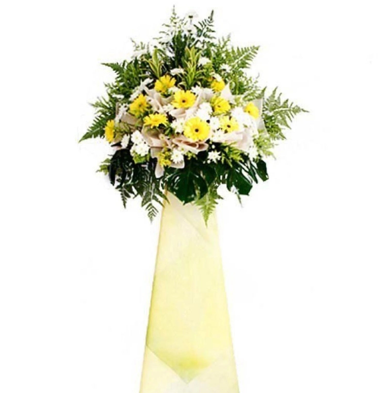 Yellow Columned Ascension Condolence Wreath
